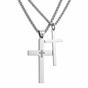 Set 2 Coliere Bărbați cu Cruce – Inox și Zirconia n25