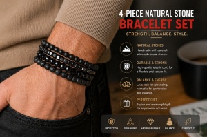 Set 4 Brățări Masculine din Pietre Naturale 
