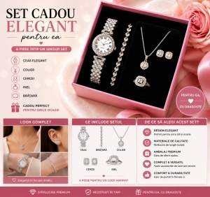 Set Bijuterii Femei cu Ceas Elegant
