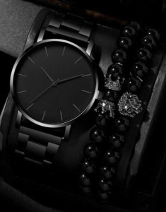 Set Cadou Bărbați Ceas Negru Quartz