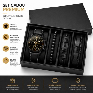 Set Cadou Bărbați cu Ceas și Brățări Asortate A207