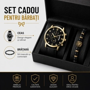 Set Ceas Auriu Bărbați + Brățară - Img 2