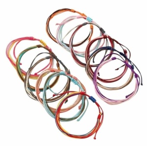 Set de 12 brățări reglabile din șnur colorat 