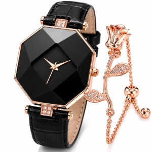 Set Luxury Damă cu Zirconii – Ceas Pink Gold IP