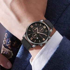 Set ceas bărbătesc și brățări negre S26