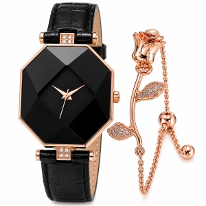 Set Luxury Damă cu Zirconii – Ceas Pink Gold IP