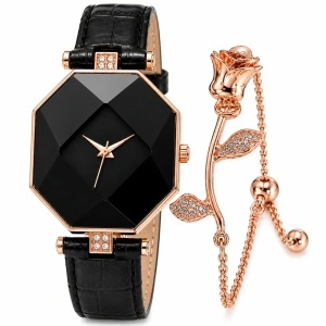 Set Luxury Damă cu Zirconii – Ceas Pink Gold IP