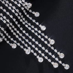 Accesoriu body chain sexy cu cristale pentru talie, reglabil, argintiu #ZZ4157 - Img 2