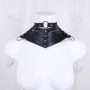 Accesoriu sexy tip guler din piele ecologica, negru #ZZ4684 - Img 3