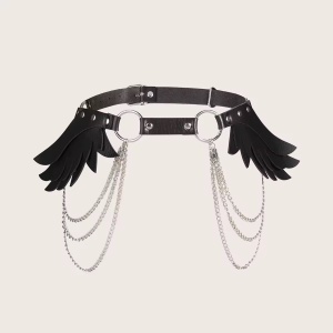 Accesoriu sexy tip ham din piele ecologica si lant, negru #ZZ4290 - Img 2