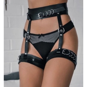 Accesoriu tip ham din piele ecologica pentru talie si picioare, negru #ZZ4557 - Img 4