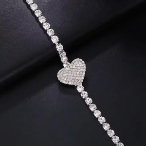 Body chain cu inimioara si cristale pentru decolteu, argintiu #ZZ4451 - Img 10