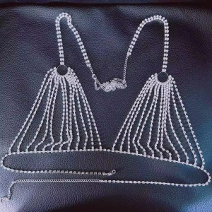 Body chain tip sutien cu cristale, argintiu #ZZ4535 - Img 11