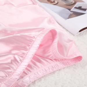 Compleu satinat cu bluza si pantaloni scurti, roz, 2 piese #ZZ4918 - Img 8