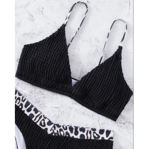 Costum de baie 2 piese din material creponat, negru #ZZ2743 - Img 4