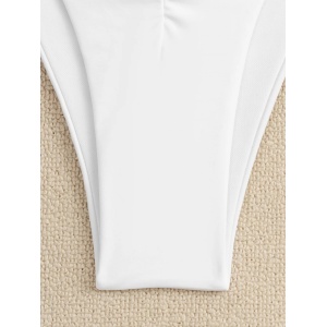 Costum de baie 2 piese, slip cu lantisoare decorative, alb #ZZ2838 - Img 4