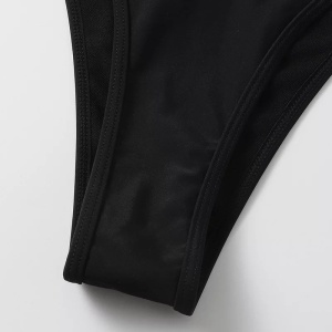 Costum de baie 3 piese cu bluza, cercuri metalice la slip, negru #ZZ3944 - Img 12