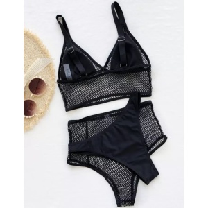Costum de baie 3 piese cu bustiera si slip dublu, negru #ZZ3959 - Img 6