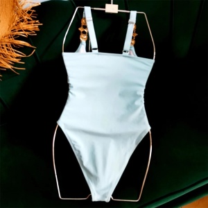 Costum de baie intreg sexy , bretele cu elemente metalice si cristale decorative, bleu/ turcoaz #ZZ1937 - Img 10