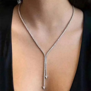 Lantisor cu cristale transparente, argintiu #ZZ4552 - Img 4