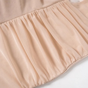 Rochie lunga sexy cu decupaj, crapatura in fata si volanase, bej/nude #ZZ1072 - Img 11