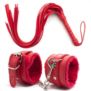 Set accesorii sexy din piele ecologica, rosu, 2 piese #ZZ4408