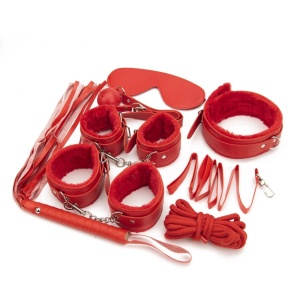 Set accesorii sexy din piele ecologica, rosu, 7 piese #ZZ4097 - Img 7