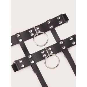 Set accesorii sexy pentru picioare tip ham din piele ecologica, negru, 2 piese #ZZ4611 - Img 4