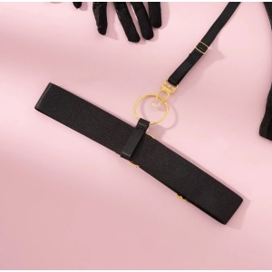 Set lenjerie intima sexy satinata cu choker si manusi lungi, negru, 4 piese #ZZ4235 - Img 11