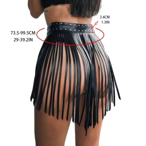 Accesoriu pentru talie tip fusta din piele ecologica, negru #ZZ4022 - Img 3
