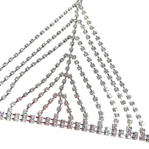 Body chain sexy tip sutien cu cristale transparente, argintiu #ZZ4575 - Img 4
