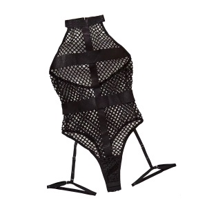 Body sexy tanga, tip plasa, cu bretele decorative si spatele gol , negru, #ZZ4978 - Img 5