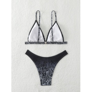 Costum de baie 2 piese cu imprimeu sarpe in degrade, negru #ZZ2859 - Img 6
