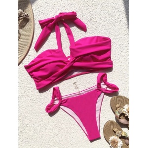 Costum de baie 2 piese, roz fucsia #ZZ2751 - Img 5