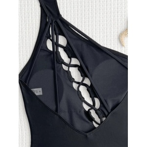 Costum de baie intreg sexy, cu snur reglabil in fata si spatele gol, negru #ZZ1932 - Img 4