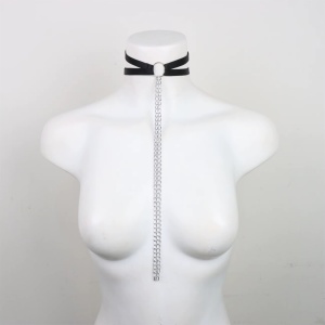 Set accesorii sexy cu lantisoare pentru picioare, negru/ argintiu, 2 buc #ZZ4686 - Img 2