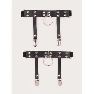 Set accesorii sexy pentru picioare tip ham din piele ecologica, negru, 2 piese #ZZ4611 - Img 5