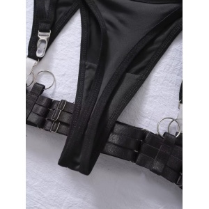 Set lenjerie intima sexy cu bretele si lantisoare decorative, negru, 4 piese #ZZ4342 - Img 12