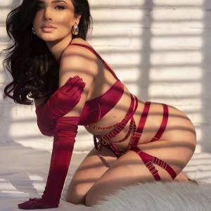Set lenjerie intima sexy cu catarame decorative si manusi lungi , visiniu, 5 piese #ZZ4624 - Img 5