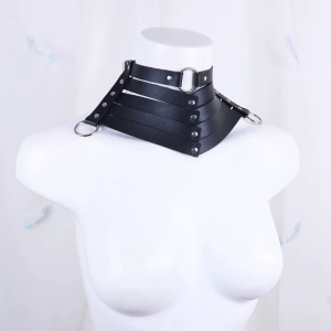 Accesoriu sexy tip guler din piele ecologica, negru #ZZ4684 - Img 5