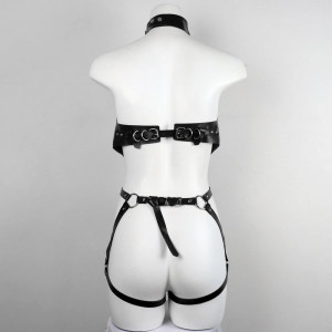 Accesoriu sexy tip ham din piele ecologica pentru bust, talie si picioare, negru #ZZ4355 - Img 12