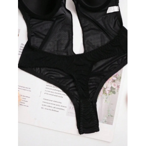 Body sexy pentru tinute cu spatele gol, cu decolteu adanc si bretele din silicon, negru #ZZ4392 - Img 5