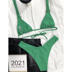 Costum de baie 2 piese cu inimioare decorative, verde #ZZ2806 - Img 5