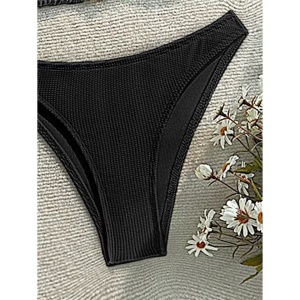 Costum de baie 3 piese cu catarame metalice, negru #ZZ3021 - Img 4