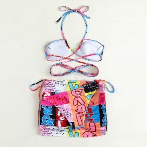 Costum de baie 3 piese cu fusta scurta si imprimeu, multicolor #ZZ3963 - Img 4