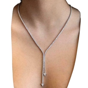 Lantisor cu cristale transparente, argintiu #ZZ4552