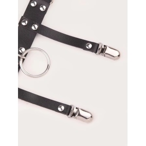 Set accesorii sexy pentru picioare tip ham din piele ecologica, negru, 2 piese #ZZ4611 - Img 6