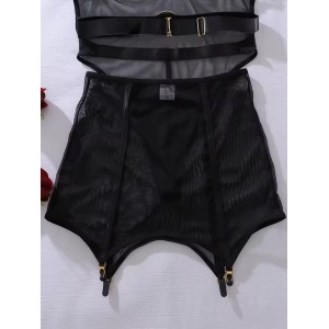 Set lenjerie intima sexy cu body si fusta, negru, 3 piese #ZZ4105 - Img 10