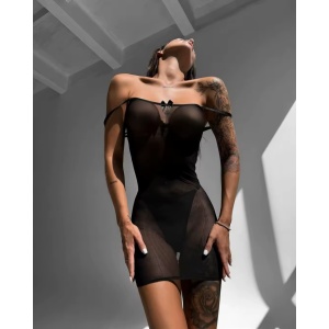 Set lenjerie intima sexy, rochie cu snur reglabil la spate si chilot, negru, 2 piese #ZZ4249 - Img 2