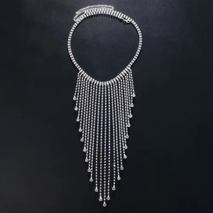 Accesoriu body chain sexy cu cristale pentru talie, reglabil, argintiu #ZZ4157 - Img 3